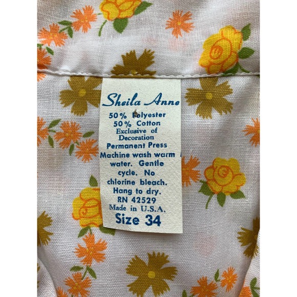 vintage Sheila Anne Floral patten sleep top Button Up retro EUC USA made - Picture 2 of 6